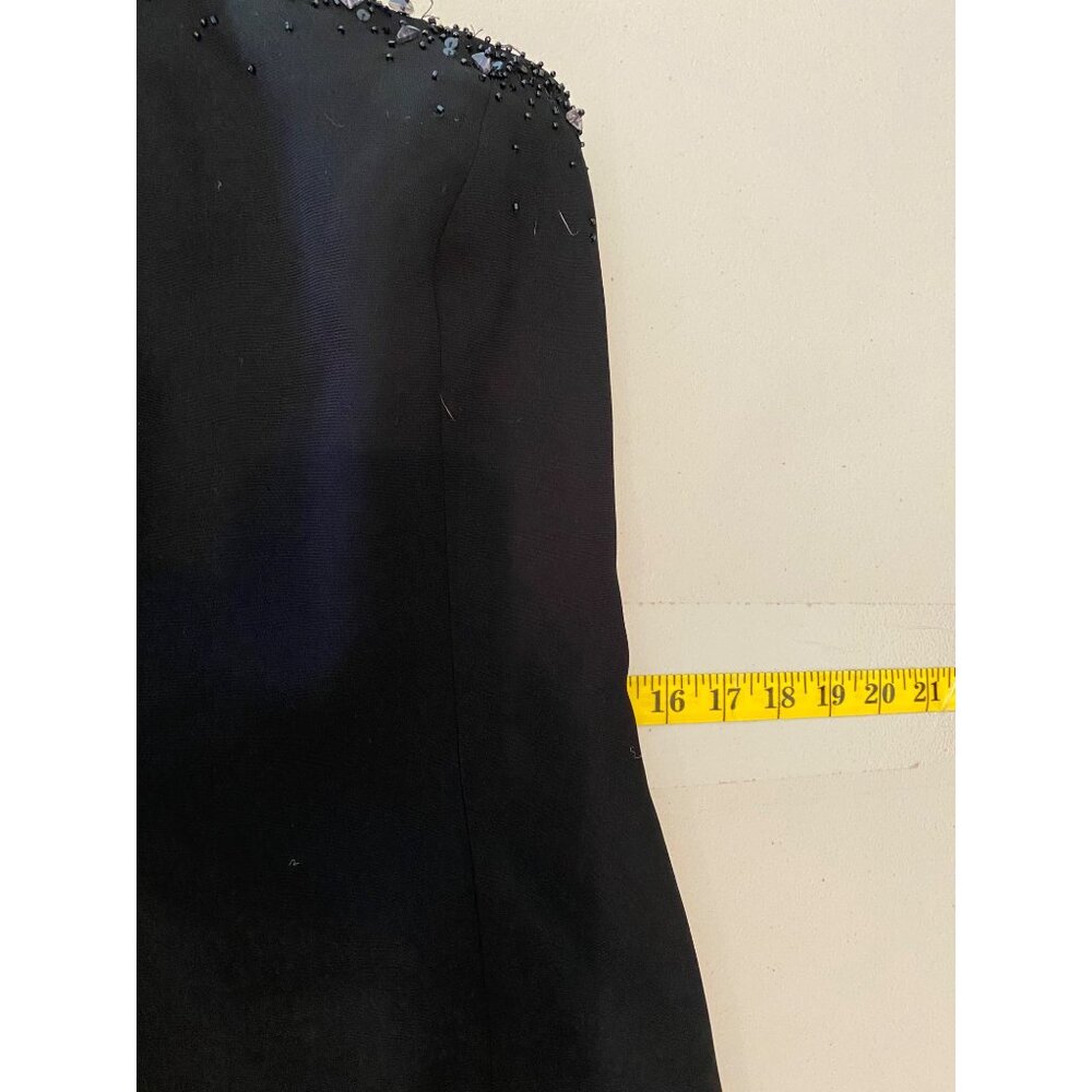 Liz Claiborne Elegant Black Beaded One-Shoulder Sheath Dress Size 10 - Picture 8 of 9